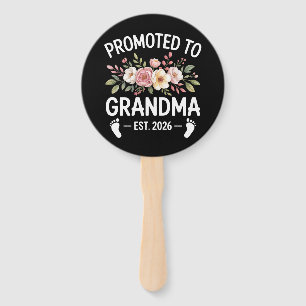 Promoted to Grandma 2026 First Time Nana Floral Hand Fan