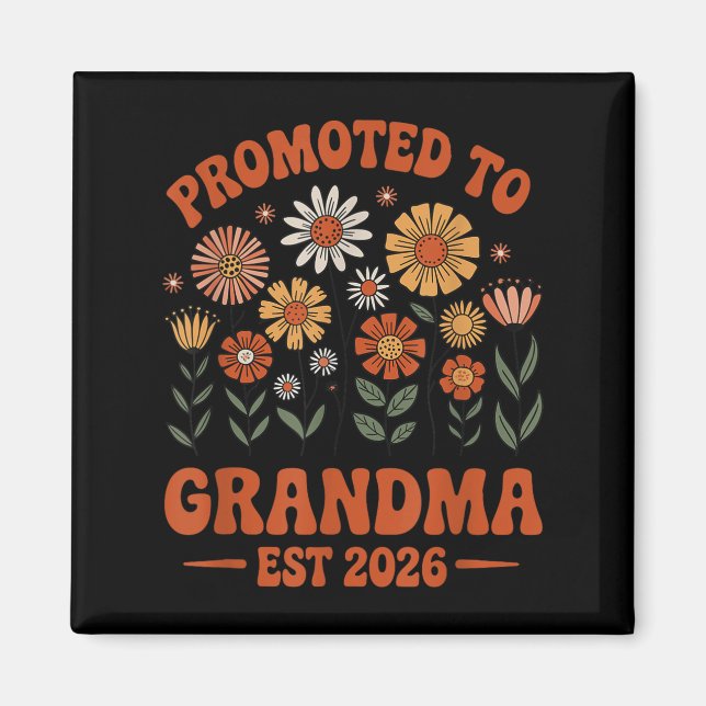 Promoted To Grandma 2026 Grandma 2026 Floral Retro Magnet (Front)