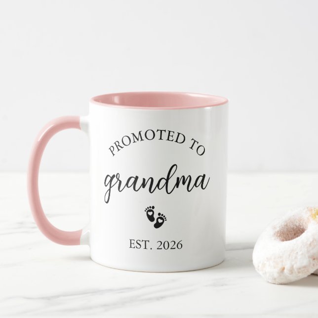  Promoted to Grandma 2026 Mug New Grandmother (With Donut)