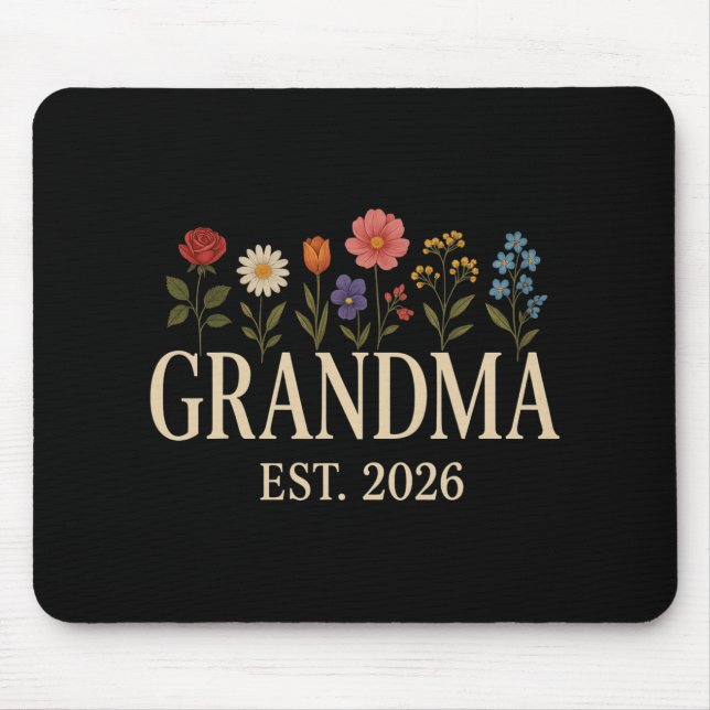 Promoted To Grandma 2026 Pregnancy Flower New Gran Mouse Pad (Front)