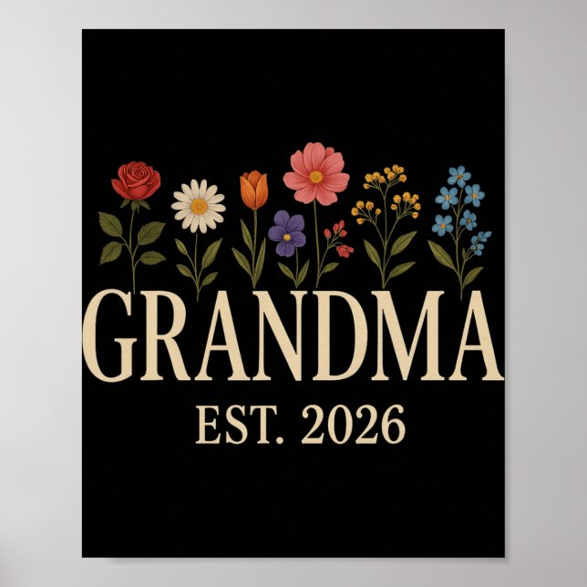 Promoted To Grandma 2026 Pregnancy Flower New Gran Poster (Front)