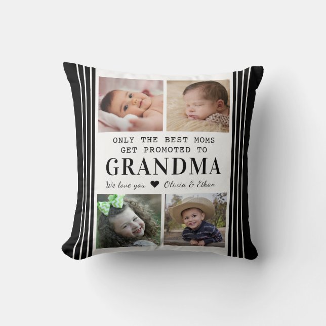Promoted To Grandma 4 Grandchildren Photo Collage Cushion (Front)