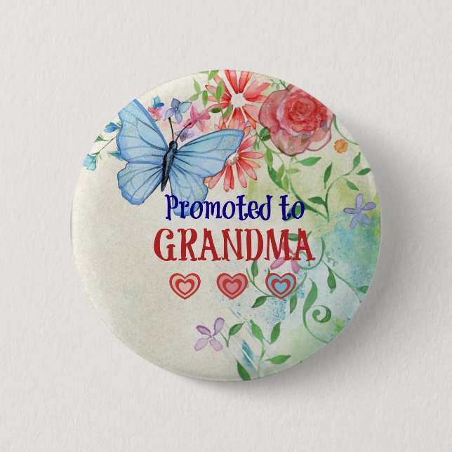 Promoted to Grandma 6 Cm Round Badge (Front)
