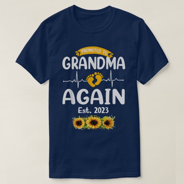Promoted To Grandma Again 2023 Sunflower New Grand T-Shirt (Design Front)