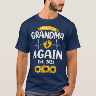 Promoted To Grandma Again 2023 Sunflower New Grand T-Shirt