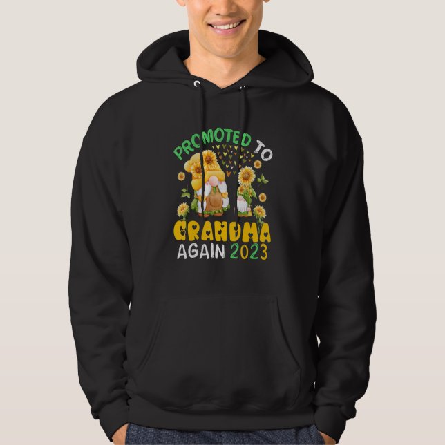 Promoted To Grandma Again 2023 Sunflowers Gnomes B Hoodie (Front)