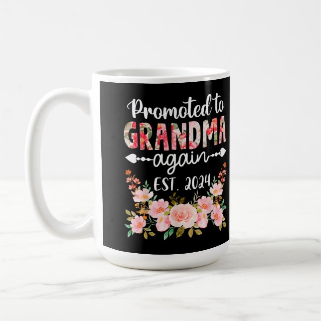 Promoted To Grandma Again 2024 Floral Mother s Day Coffee Mug (Left)