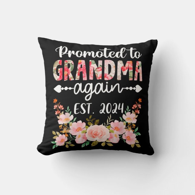 Promoted To Grandma Again 2024 Floral Mother s Day Cushion (Front)