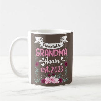 Promoted to Grandma Again Est 2023 Flower Coffee Mug