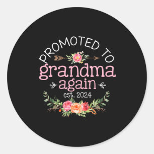Promoted To Grandma Again Est 2024 Baby Classic Round Sticker