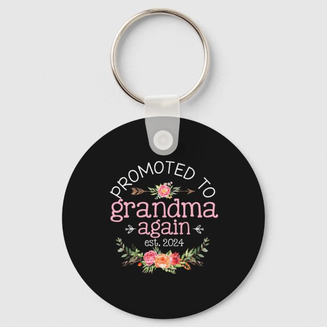Promoted To Grandma Again Est 2024 Baby Key Ring (Front)