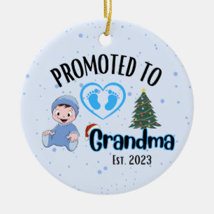 Promoted to Grandma - Baby Boy Xmas Ornament