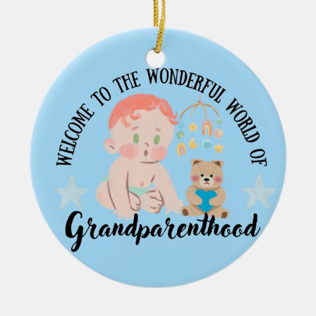 Promoted to grandma ceramic ornament (Front)