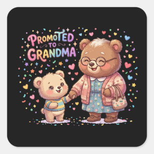 Promoted to Grandma Cute Bears Square Sticker