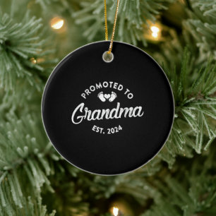 Promoted To Grandma Est 2024 Funny New Grandma Ceramic Ornament