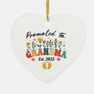 Promoted to Grandma est. 2024 GrandparentsOrnament Ceramic Ornament