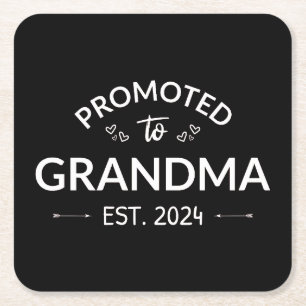 Promoted To Grandma Est. 2024 II Square Paper Coaster