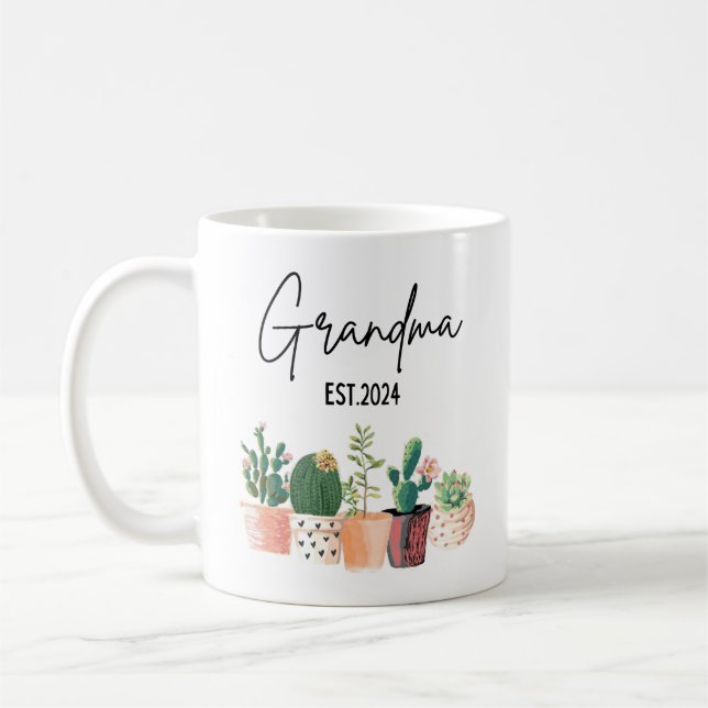 Promoted To Grandma Est 2024 Plants Mug (Left)