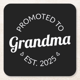 Promoted To Grandma Est. 2025 I Square Paper Coaster