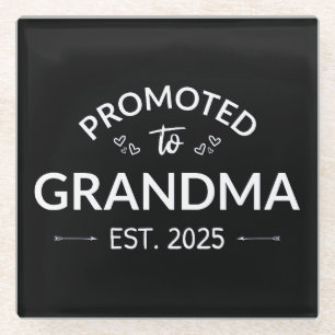Promoted To Grandma Est. 2025 II Glass Coaster