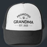 Promoted To Grandma Est. 2025 II Trucker Hat<br><div class="desc">Cool design, perfect for any new grandma. Awesome way to announce a pregnancy to your mum! 'Promoted to grandma est 2025' fun quote for a woman who already loves her grandchildren. Give this to your mother on Mother's Day or buy this art if you're the best new grandmother on Earth!...</div>