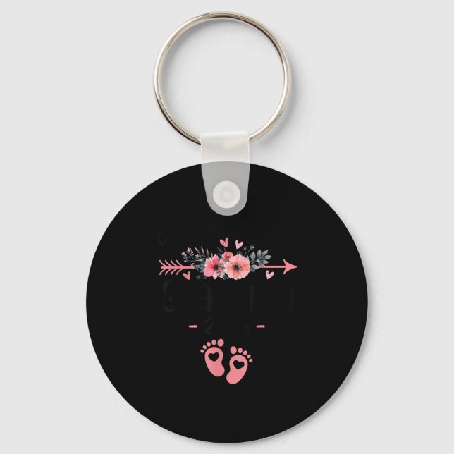 Promoted To Grandma Est 2026 Floral  Key Ring (Front)