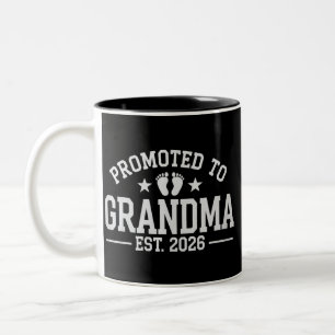 Promoted to Grandma est. 2026 Grandparents Baby  Two-Tone Coffee Mug