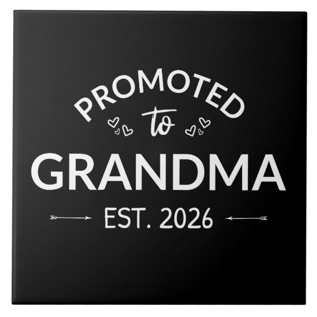 Promoted To Grandma Est. 2026 II Ceramic Tile (Front)