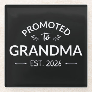 Promoted To Grandma Est. 2026 II Glass Coaster