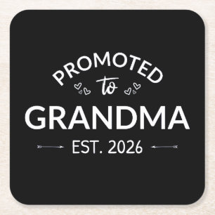 Promoted To Grandma Est. 2026 II Square Paper Coaster