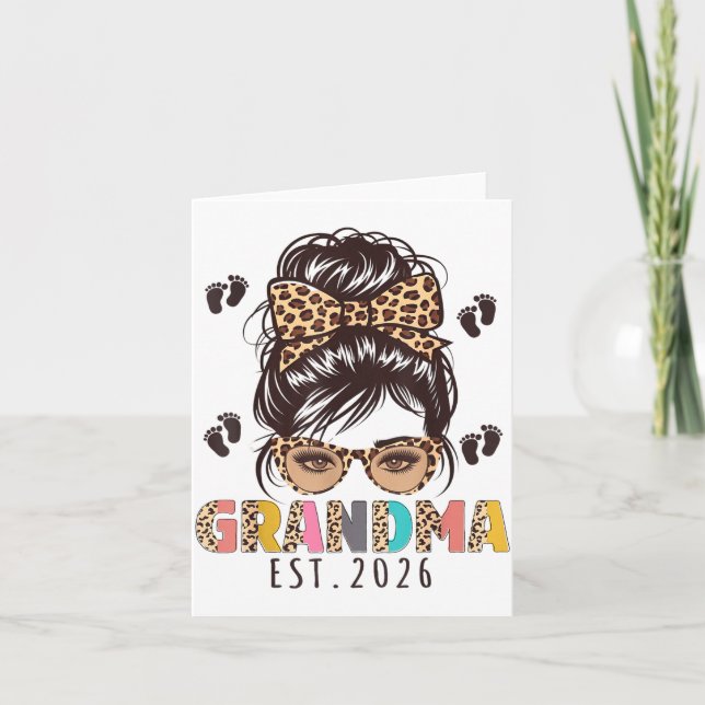Promoted To Grandma Est 2026 New Grandmom To Be Me Card (Front)