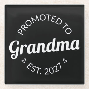 Promoted To Grandma Est 2027 New Nana I Glass Coaster
