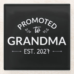 Promoted To Grandma Est 2027 New Nana II Glass Coaster