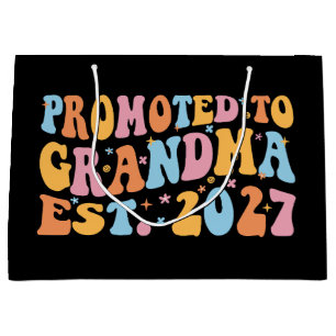Promoted To Grandma Est 2027 New Nana Large Gift Bag