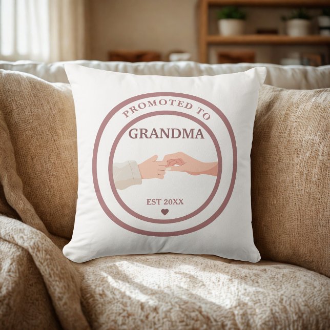Promoted to Grandma Est. 20XX Throw Pillow (Creator Uploaded)