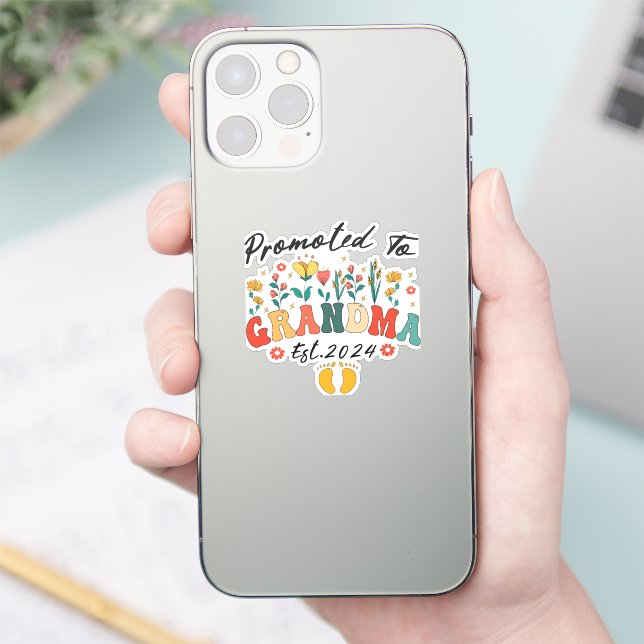 Promoted to Grandma est. 2Custom-Cut Vinyl Sticker (Phone)
