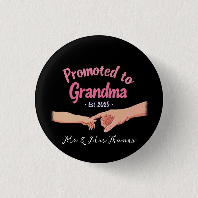 Promoted to Grandma Established 2025 Announcement 3 Cm Round Badge (Front)