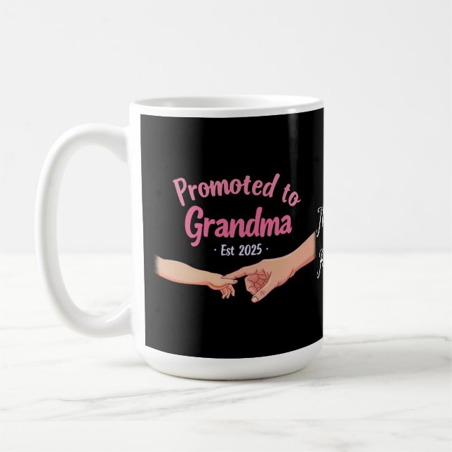 Promoted to Grandma Established 2025 Announcement Coffee Mug (Left)