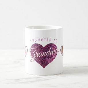 Promoted to Grandma faux sparkle pink photo Coffee Mug