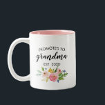 Promoted to Grandma Floral Pink Personalized Two-Tone Coffee Mug<br><div class="desc">Promoted to Grandma Floral Pink Personalized</div>