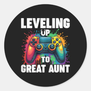 Promoted To Grandma Gender Reveal Levelling Up To Classic Round Sticker