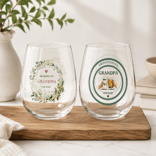 Promoted to Grandma & Grandpa 2025 Stemless Wine Glass