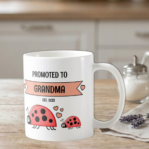Promoted to grandma ladybugs peach coffee mug