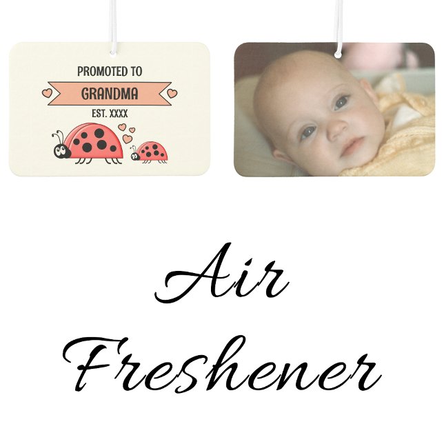 Promoted to grandma ladybugs photo peach car air freshener (Creator Uploaded)