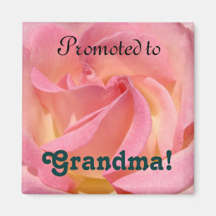 Promoted to Grandma! magnet gifts Pink Rose