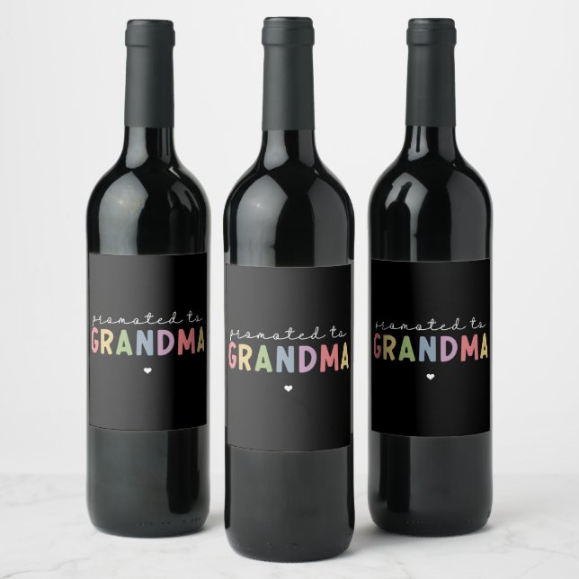 Promoted to Grandma New Grandma to be gifts Wine Label (Bottles)