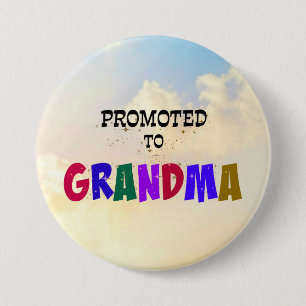 Promoted to Grandma, Pastel Clouds Design 7.5 Cm Round Badge