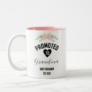 Promoted to Grandma Personalized Baby Name Two-Tone Coffee Mug