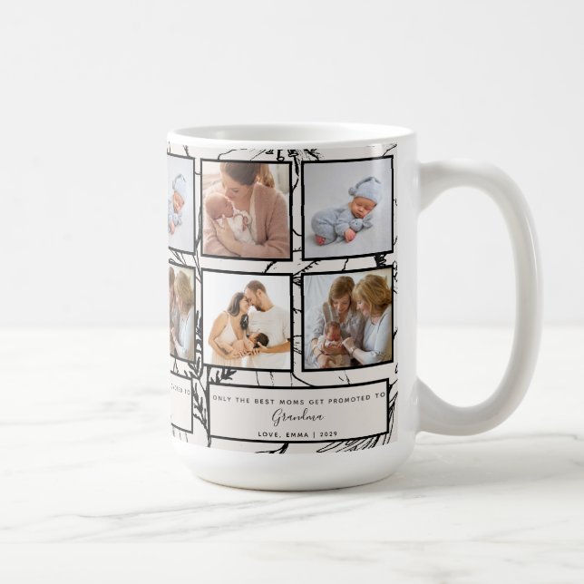Promoted to Grandma Photo Collage Quote Coffee Mug (Right)