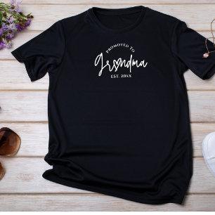 Promoted to Grandma Script Heart Black T-Shirt